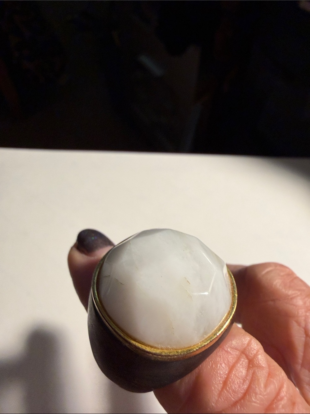 Statement Dome Ring with White Faceted Stone